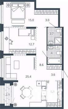 2-к квартира, вторичка, 84м2, 10/24 этаж