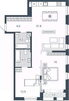 2-к квартира, вторичка, 77м2, 18/24 этаж