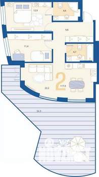 2-к квартира, вторичка, 81м2, 1/16 этаж
