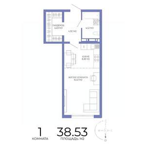 1-к квартира, строящийся дом, 39м2, 17/17 этаж
