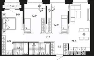 3-к квартира, вторичка, 86м2, 5/23 этаж