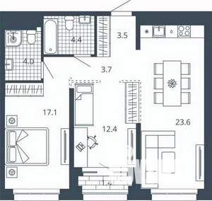 2-к квартира, вторичка, 70м2, 15/24 этаж