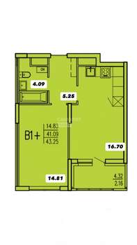 1-к квартира, вторичка, 43м2, 6/19 этаж