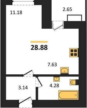 Студия квартира, вторичка, 29м2, 17/17 этаж