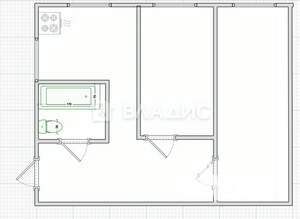 2-к квартира, вторичка, 43м2, 1/5 этаж
