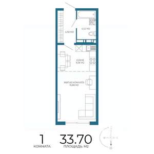 1-к квартира, строящийся дом, 34м2, 3/17 этаж