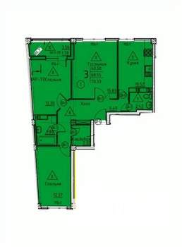 3-к квартира, строящийся дом, 70м2, 18/18 этаж