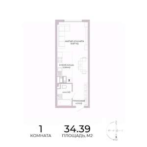 1-к квартира, вторичка, 34м2, 9/17 этаж