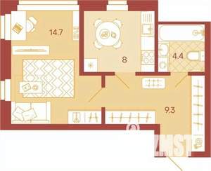 1-к квартира, вторичка, 36м2, 6/17 этаж