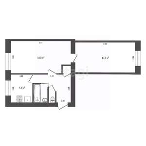 2-к квартира, вторичка, 44м2, 1/5 этаж