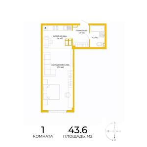 1-к квартира, вторичка, 44м2, 11/17 этаж