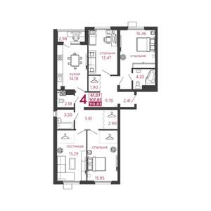 4-к квартира, вторичка, 111м2, 2/5 этаж