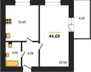 1-к квартира, вторичка, 45м2, 9/18 этаж