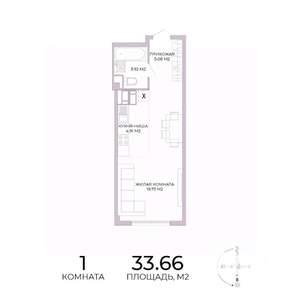 1-к квартира, строящийся дом, 34м2, 13/17 этаж