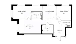 3-к квартира, вторичка, 92м2, 6/23 этаж