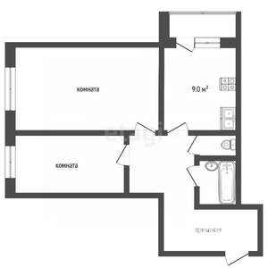 2-к квартира, вторичка, 56м2, 9/16 этаж