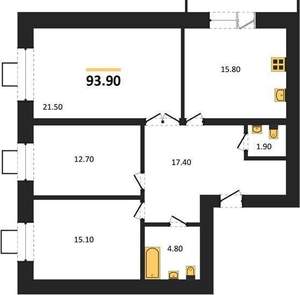3-к квартира, вторичка, 94м2, 5/17 этаж