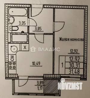 1-к квартира, вторичка, 30м2, 9/10 этаж