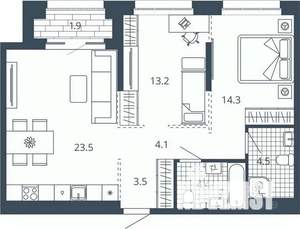 2-к квартира, вторичка, 69м2, 5/23 этаж