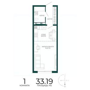 1-к квартира, строящийся дом, 33м2, 9/17 этаж