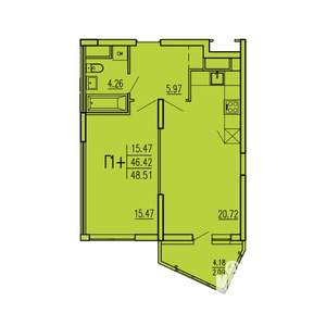 1-к квартира, вторичка, 49м2, 1/17 этаж