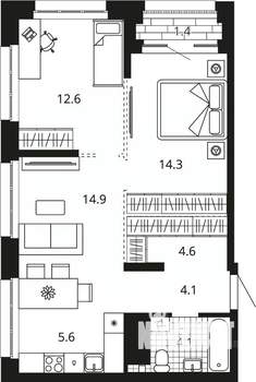 2-к квартира, вторичка, 62м2, 19/23 этаж