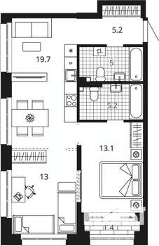 2-к квартира, вторичка, 61м2, 13/23 этаж