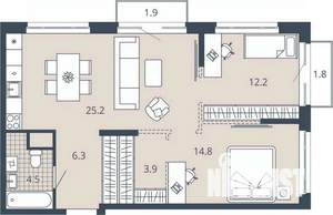 2-к квартира, вторичка, 70м2, 14/23 этаж