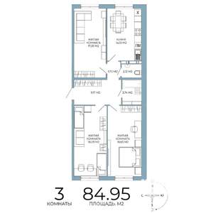 3-к квартира, вторичка, 85м2, 9/18 этаж