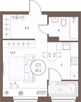 1-к квартира, вторичка, 36м2, 2/16 этаж