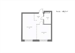 1-к квартира, вторичка, 45м2, 15/21 этаж