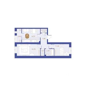 2-к квартира, вторичка, 61м2, 4/4 этаж