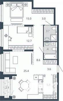 2-к квартира, вторичка, 84м2, 4/23 этаж