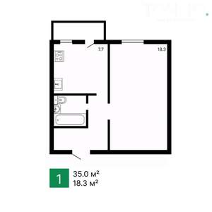 1-к квартира, вторичка, 35м2, 5/9 этаж