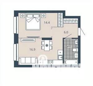 1-к квартира, вторичка, 43м2, 2/24 этаж