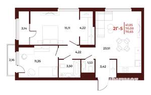 2-к квартира, вторичка, 71м2, 15/18 этаж