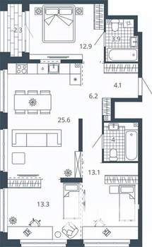 3-к квартира, вторичка, 85м2, 5/23 этаж