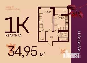 1-к квартира, вторичка, 35м2, 12/17 этаж