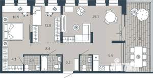 2-к квартира, вторичка, 100м2, 6/23 этаж