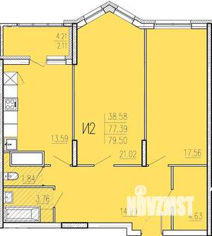 2-к квартира, вторичка, 80м2, 3/18 этаж