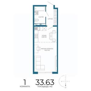 1-к квартира, вторичка, 34м2, 7/17 этаж