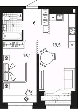 1-к квартира, вторичка, 47м2, 15/24 этаж