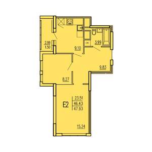 2-к квартира, строящийся дом, 48м2, 4/17 этаж