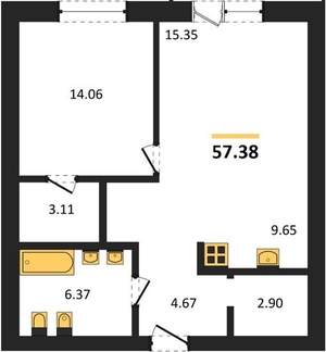 2-к квартира, вторичка, 57м2, 11/18 этаж