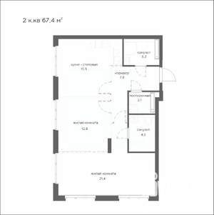 2-к квартира, вторичка, 67м2, 19/21 этаж