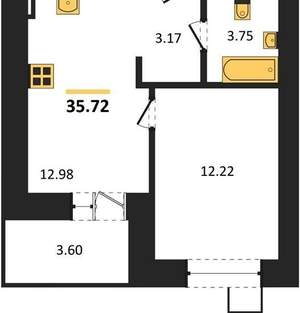 1-к квартира, вторичка, 36м2, 5/17 этаж