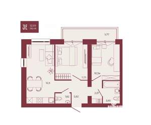 3-к квартира, вторичка, 58м2, 17/17 этаж