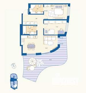 2-к квартира, вторичка, 101м2, 1/16 этаж