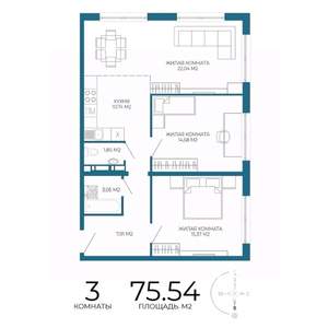 3-к квартира, вторичка, 76м2, 5/17 этаж