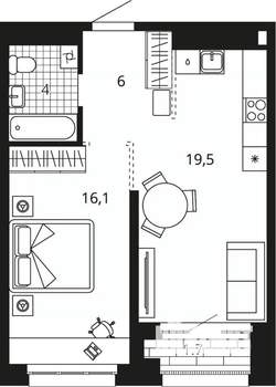 1-к квартира, вторичка, 47м2, 5/24 этаж